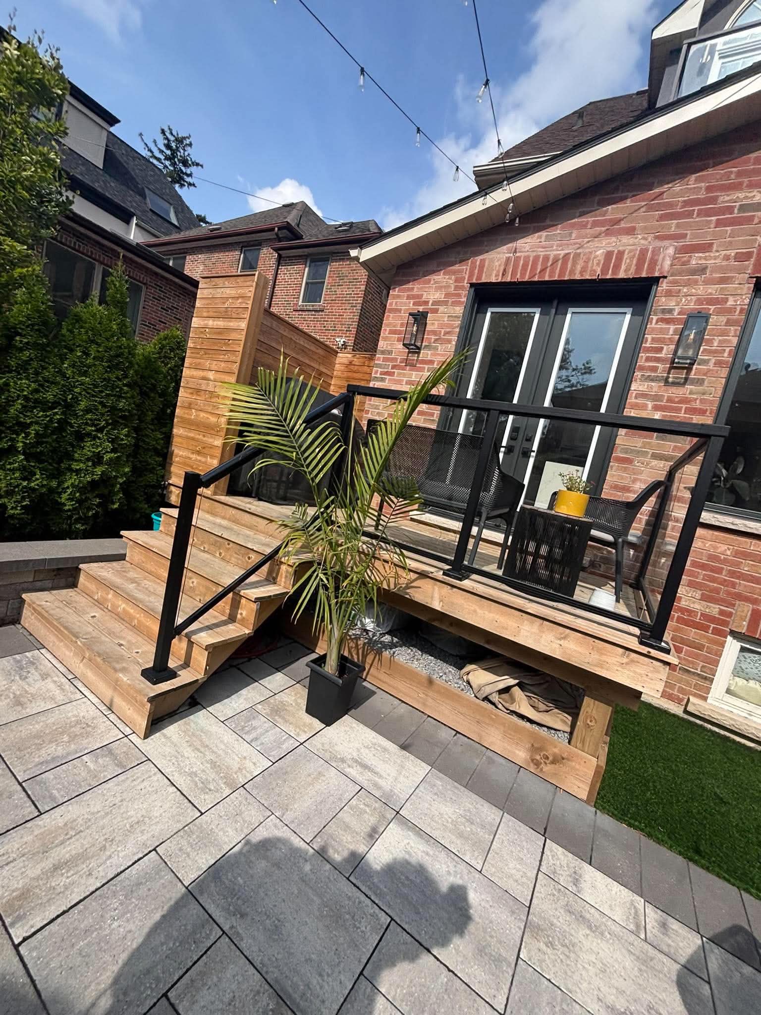 Cedar deck and paver patio